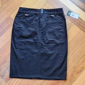 NWT LRL Lauren Jeans CO. Black Brushed Cotton Pencil Skirt Size 2